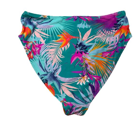 Xhilaration Juniors' Triangle Floral Print Tuxedo Stripe Accent Bikini L & XL - Picture 4 of 8